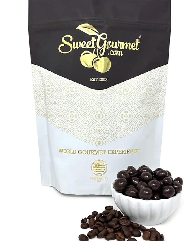 SweetGourmet Sea Salt Caramel Dark Chocolate Covered Espresso Coffee Beans | 1 Pound
