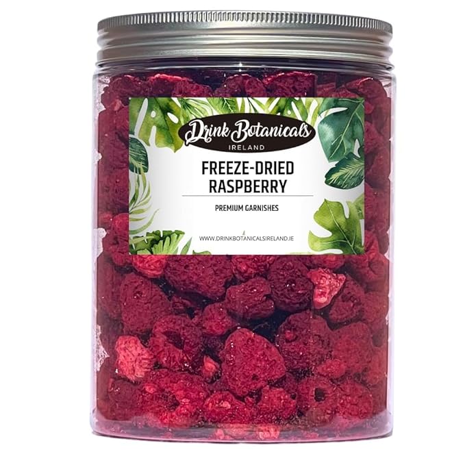 Freeze Dried Raspberries | Dried Bulk Raspberries | 200 + Pieces | 100% Natural | Gluten Free | Garnishing Cocktails Cake Decoration Baking Fruit Sorbet Tea Cooking | 3.17 oz | 90 Grams | PET Jar