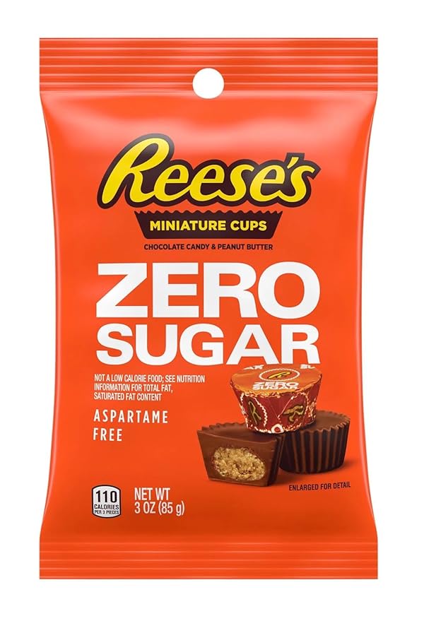 Smiling Sweets Zero Sugar Hershey Variety of Caramel Filled Chocolates Peppermint Patties Peanut Butter Cups Perfect Stocking Stuffer Amazing Taste for the Whole Family - 3 oz Bags (Pack of 5)