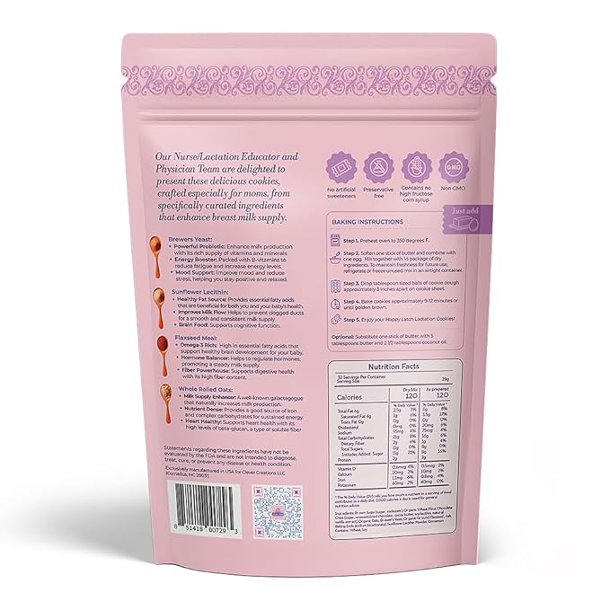 Double Batch -50 Lactation Cookies Mix. Chocolate Chip Oatmeal. Homemade Delicious Cookie Mix- More Mix Less Money Per Ounce. Happy Latch Includes 4 Special Ingredients To Improve Milk Flow Milk-Boo