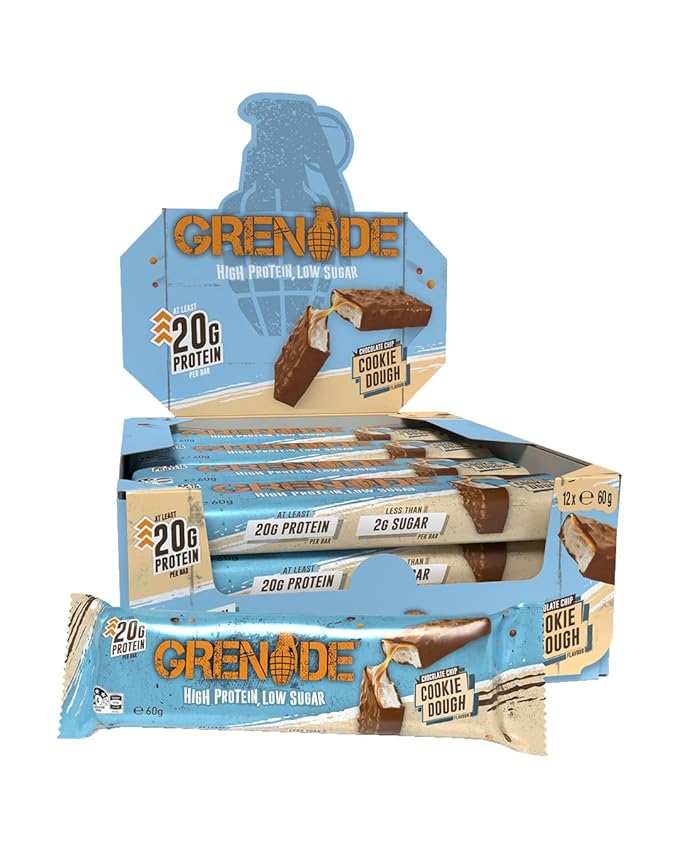 Grenade High Protein and Low Carb Bar Chocolate Chip Cookie Dough 12 x 60 g