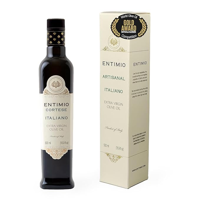 Entimio Cortese Organic Italian Extra Virgin Olive Oil from Italy 800+ mg/kg High in Polyphenols 2025 Gold Winner Tuscany Early Harvest evoo Cold Extracted Lab Tested - 16.9 fl oz