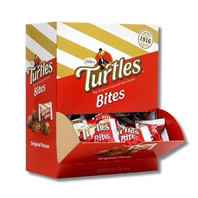 DeMet's Turtles Bites - Original Pecan - Individually Wrapped Candies - 0.58 oz. Pieces - One 25.5 oz. Box