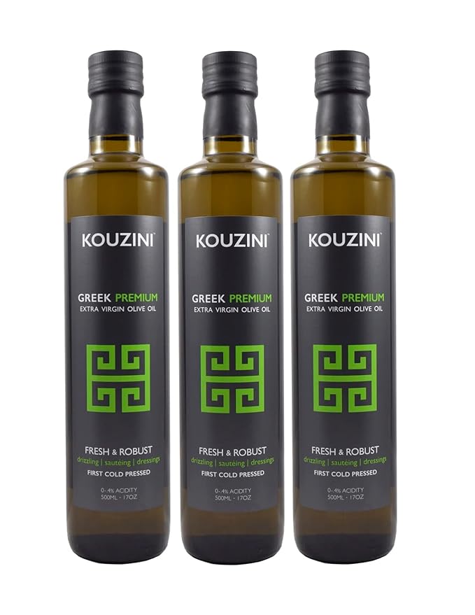 (3 Pack Premium) Kouzini Greek Premium Extra Virgin Olive Oil Cold Pressed Single Origin Rich Flavor &amp Aroma 500ml