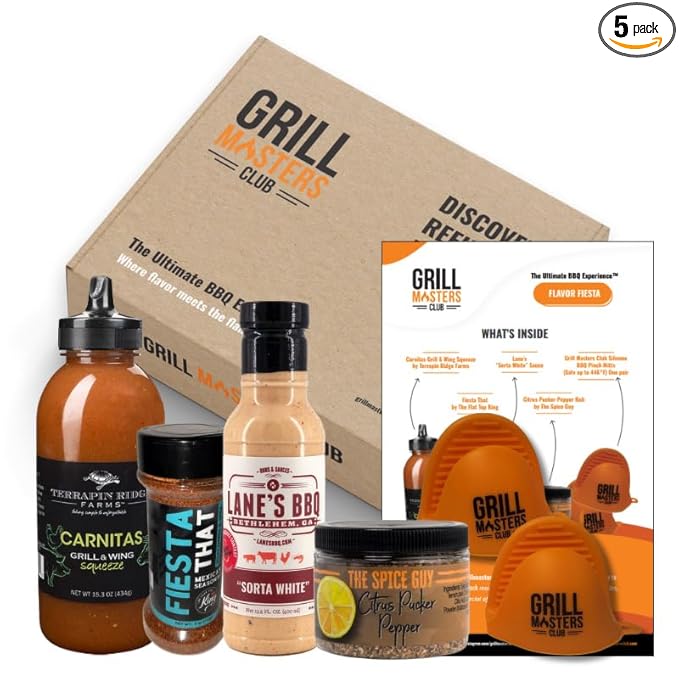 Grill Masters Club Flavor Fiesta Box | Latin-Inspired Sauces Seasonings Premium BBQ Spices Sauces | Essential for Cooking Grilling and Smoking | Perfect Grill Gift for Men &amp Women