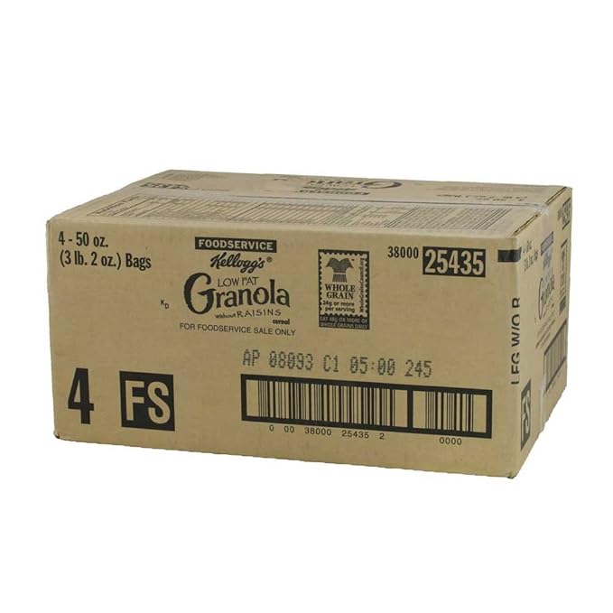 Kellogg's Low Fat Granola Cereal Without Raisins 50oz (4 count)