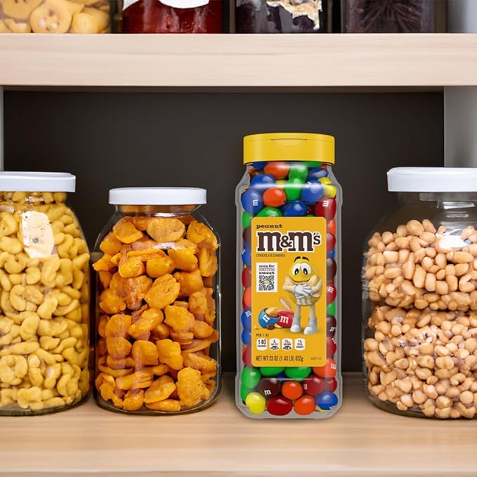 M&ampM’S Peanut Candy Jars Assorted Chocolate Candies Party Size Bulk Movie Night Treats Bulk Chocolate Candy Buffet Chocolates Resealable and Recyclable 23 Oz Each Pack of 2
