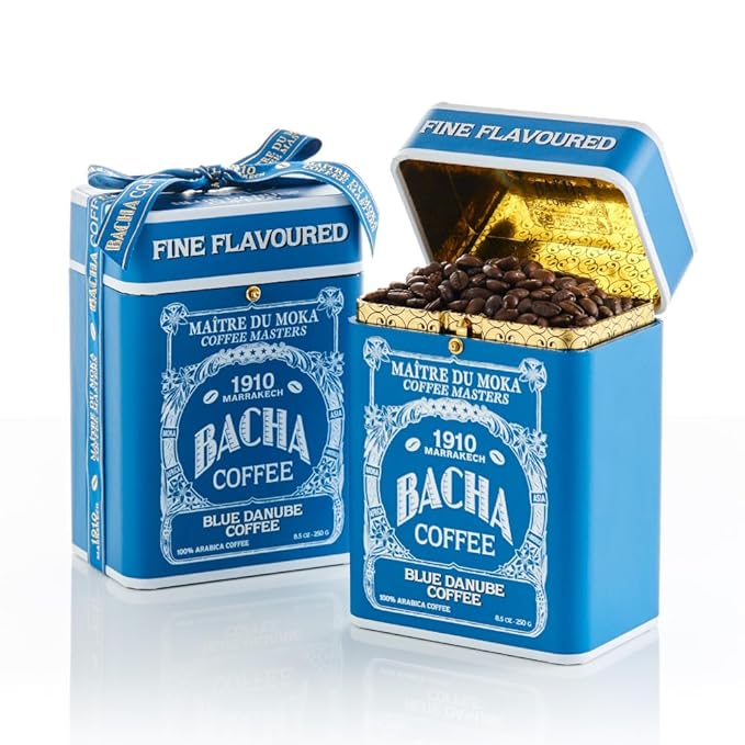Bacha Coffee | Blue Danube Fine Flavoured Whole Beans Medium Roast 100% Arabica Specialty Coffee 250g Signature Nomad Collection Gift Box