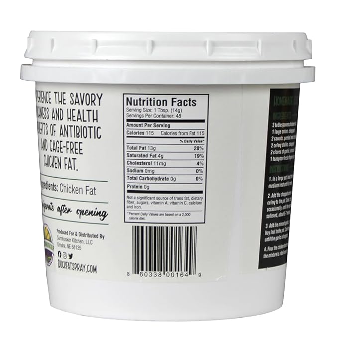 Gourmet Rendered Chicken Fat | 1.5 lb Tub | Paleo-Friendly Cooking &amp Baking Fat by Cornhusker Kitchen