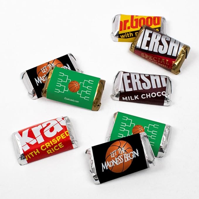 100ct Basketball Party Favors Wrappers for Miniatures Let the Madness Begin (100 Count) - Green - Candy Not Included