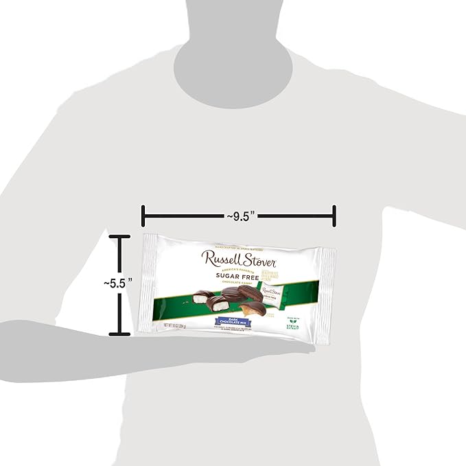 Russell Stover Sugar-Free Dark Chocolate Mix 10 Ounce Candy Individually Wrapped Bars Sweetened with Stevia