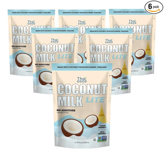 Thai Coco - Lite Coconut Milk Unsweetened - 6.76 fl. oz. 6 Pk