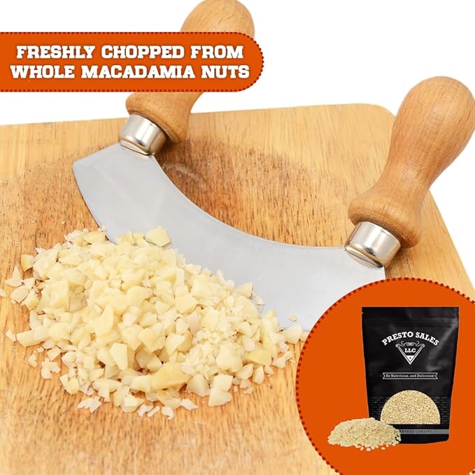 Macadamia nuts Fresh Raw Chopped | Great for decorations | KETO friendly Vegan Alternative Low-carb packed in a resealable pouch bag of 1 lbs. (16 oz.) by Presto Sales LLC