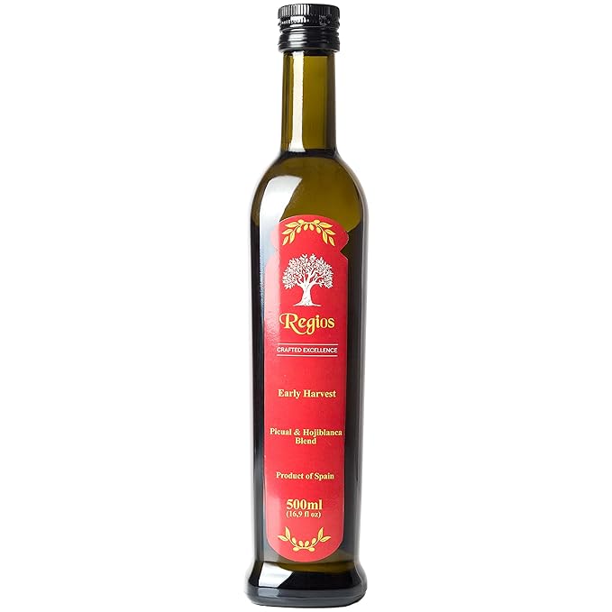 Regios Extra Virgin Olive Oil Picual Early Harvest 2024/25! Award Winning Spanish Family Farm Andalucía Spain Low Acidity RIch in Polyphenols 500ml (16.9 FL OZ) (Blend)