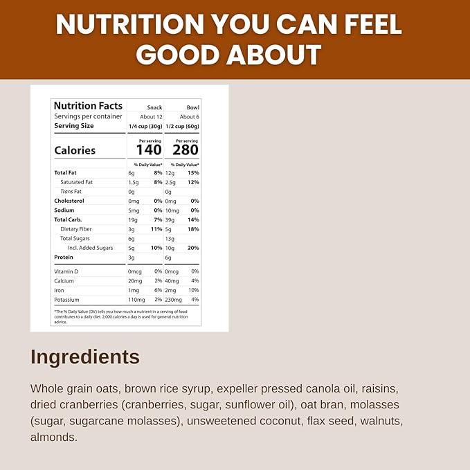 Erin Baker’s Homestyle Fruit and Nut Granola with Ancient Grains - Made from Natural Ingredients Crunchy Texture Versatile Snack or Cereal - Vegan Friendly Non-GMO Resealable 12oz Bags 6‑Pack