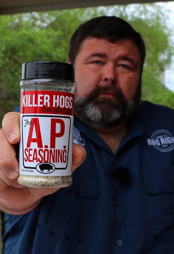 Killer Hogs AP Seasoning Championship BBQ and Grill All Purpose Dry Rub for Beef Steak Burgers Pork and Chicken Salt Pepper Garlic 14 oz Shaker