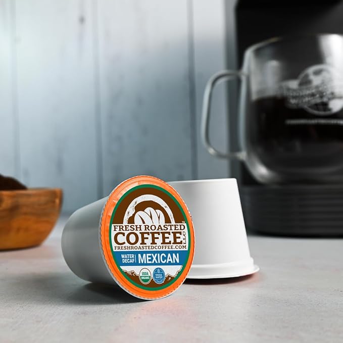 Fresh Roasted Coffee Organic Water-Processed Decaf Variety Pack | USDA Organic Kosher | K-Cup Compatible 96 Pods