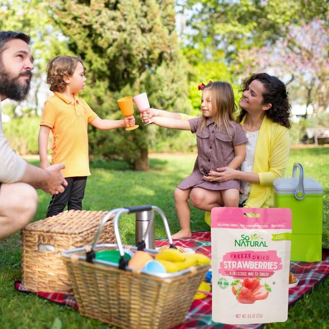 So Natural Freeze Dried Whole Strawberries 0.6 oz Non-GMO Gluten Free Vegan No Preservatives (12)
