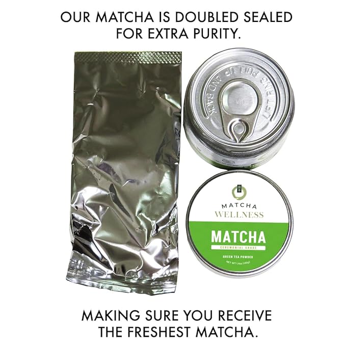 Matcha Wellness Ceremonial Grade Matcha Powder – Organic First Harvest Japanese Green Tea from Kyoto – 1.4oz – No Sugar No Additives No Gluten