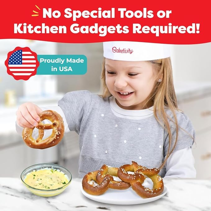 Pretzel Making Kit - Real Cooking Set for Kids Ages 5-12+ with Recipe and Ingredients - Kids Baking Set for Girls &amp Boys - Great Gift for Family Bonding