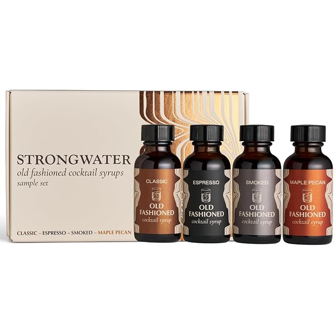 Strongwater Old Fashioned Craft Cocktail Mixer Sample 4 Pack - Makes 16 Cocktails - Handcrafted Old Fashioned Gift Set - Travel-Friendly No Artificial Sweeteners - Just Mix with Bourbon or Whiskey