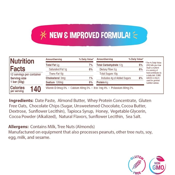 ZEEK BAR - Kids Protein Bars - 6g Protein - All Natural Non-GMO Gluten Free - Variety 12 Count - New &amp Improved Formula!