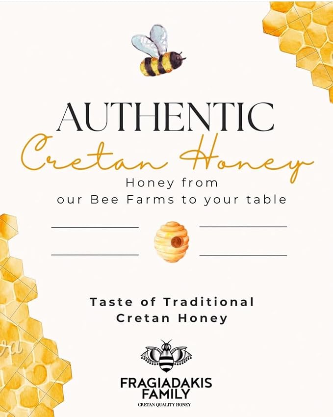 Aoritiko Pure Cretan Mountain Honey | Greek Honey | 100% Natural Wildflower &amp Herb-Infused Rich Aromatic Flavor Harvested from Pristine Greek Flora | 450 gram glass jar