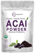Organic Acai Powder 8oz | 100% Natural Fruit Powder | Freeze-Dried Brazilian Wildberry Source | No Sugar &amp Additives | Great Flavor for Drinks Smoothie &amp Beverages | Non-GMO &amp Vegan Fri