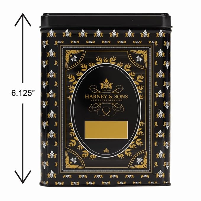 Harney &amp Sons Hot Cinnamon Spice Tea &amp Black Tea Canister 50ct sachet &amp Storage Tin Set