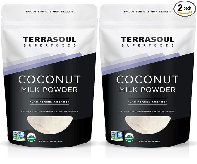 Terrasoul Superfoods Organic Coconut Milk Powder 2 Lbs (2 Pack) - Plant-Based Creamer | Keto Friendly