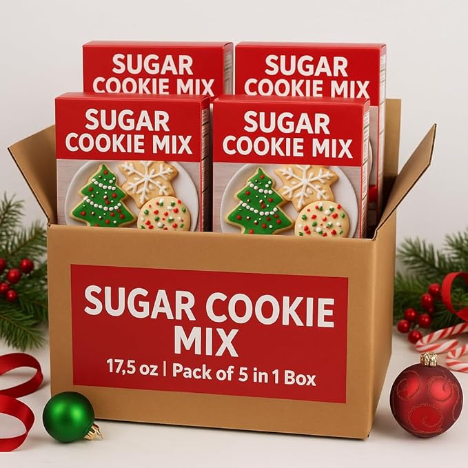 Sugar Cookie Mix 17.5 oz Pack of 5 | Classic Holiday Cookie Dough Base | Easy to Bake for Christmas Parties &amp Decorating Activities. Pakage May Vary