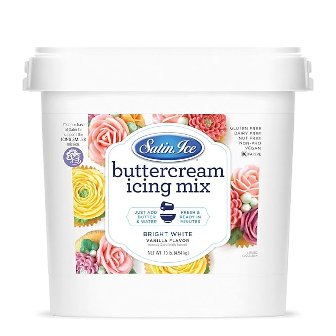 Satin Ice Bright White Buttercream Icing Mix For Cake Decorating (10 Pounds)