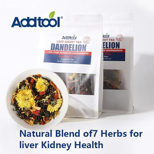 Addtool Dandelion Goji Chrysanthemum Tea with Natural Blend of 7 Herbs Caffeine FreeInclude Cassia Seed Licorice Orange Peel GardeniaSupport Liver and Kidney Health Detox  Kidney Tea(1pack150