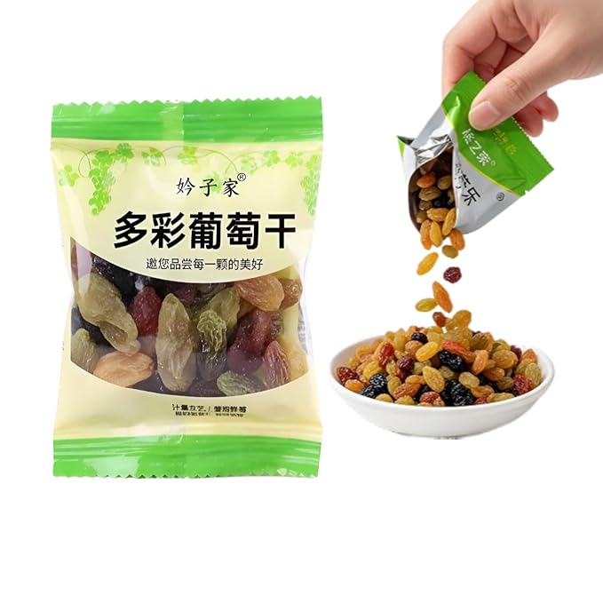 Rainbow Raisins Snack Pack - Seedless 4 Natural Flavors Individually Wrapped No Added Sugar Soft &amp Chewy Dried Fruit For Kids &amp Adults(9g*60 packs)