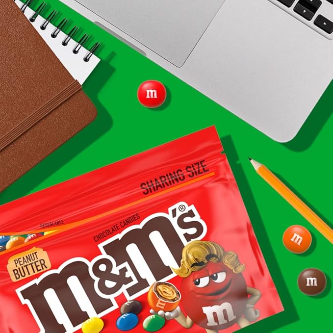 M&ampM’S Peanut Butter Milk Chocolate Candy Bulk Pack of 8 Sharing Size 9 Oz Resealable Bags Creamy Peanut Butter Center Rich Chocolate Candy Perfect for Snacking Parties Movie Night Travel