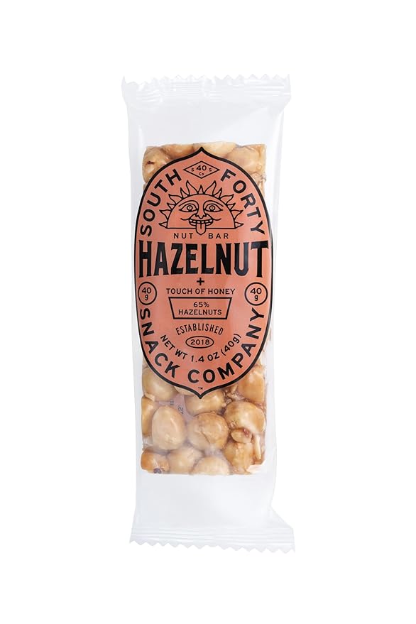 South 40 Snacks Crunchy Hazelnut Bar Just 4 Ingredients Touch of Honey (40g Bar Pack of 12)