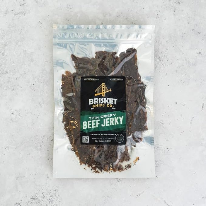 Brisket Chips Co. Cracked Black Pepper Brisket Chips Crispy High Protein Beef (8oz)