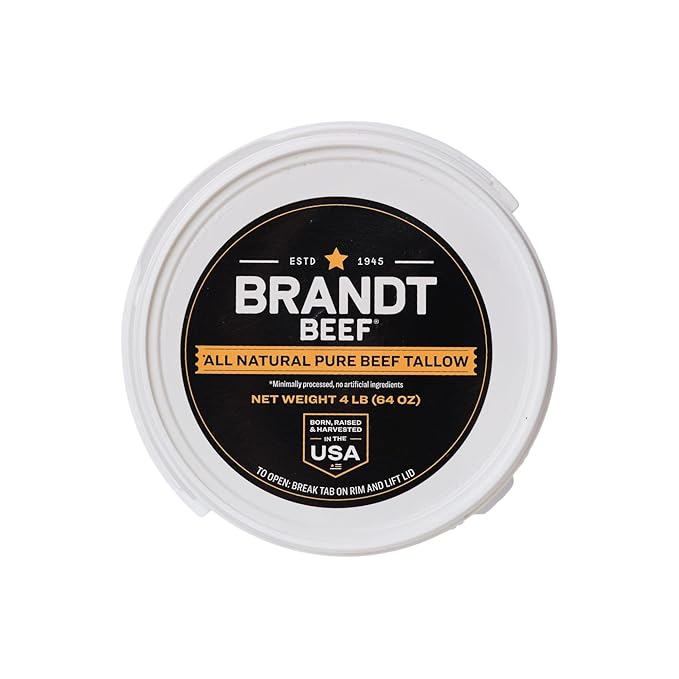 Brandt Beef Tallow – 100% Pure Beef Tallow for Cooking | 64 oz (4 lb) Tub Beef Tallow for Deep Frying | High Smoke Point | No Additives or Preservatives | Sustainably Sourced | Family-Owned Ranch USA