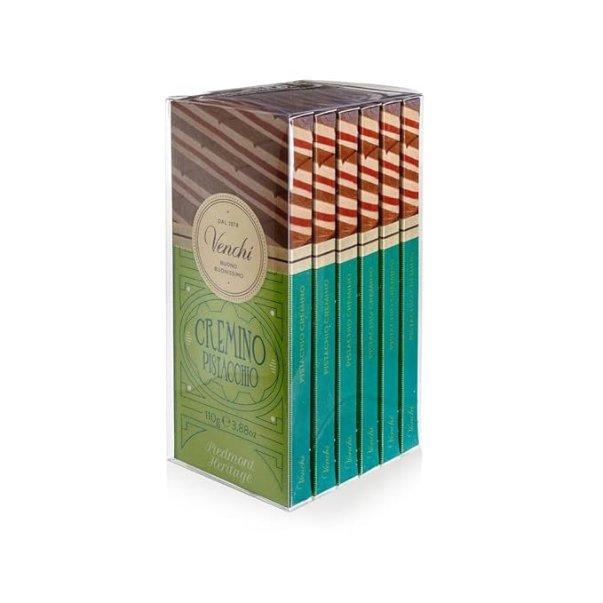 Venchi - Bundle of 6 Cremino Pistachio Chocolate Bars 23.28oz - Creamy Layered Chocolates with Pistachio Paste - Gluten Free - Family Pack