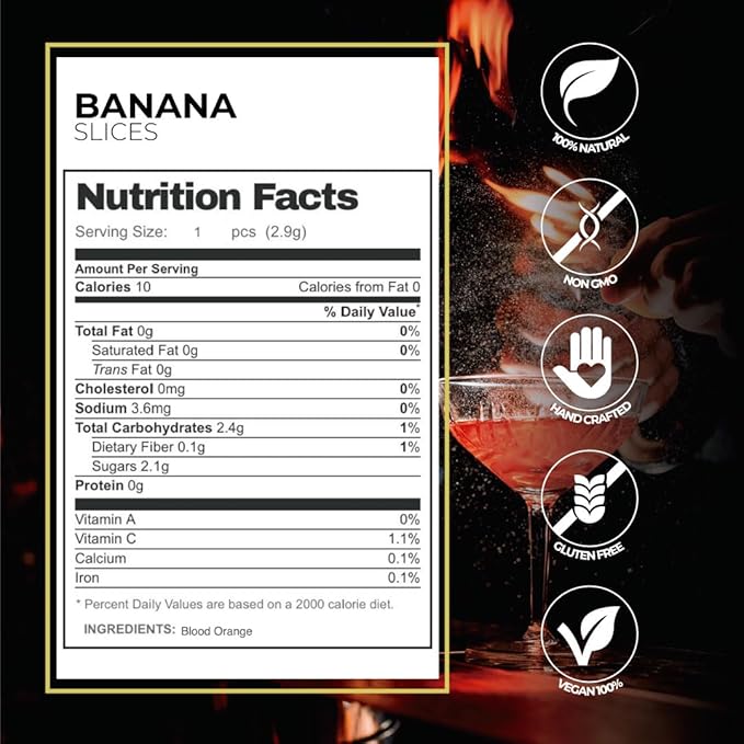 Garnishes &amp Dreams Dehydrated &amp Dried Banana Slices (8oz) – Natural Tropical Fruit for Smoothies Cocktails Mixology Baking &amp Healthy Snacking No Sugar Added Edible Dried Fruit