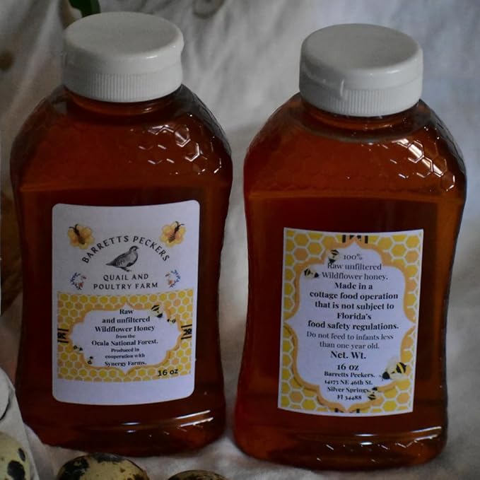 Raw Wildflower Honey Unfiltered from Ocala National Forest In Florida (32 ounces)