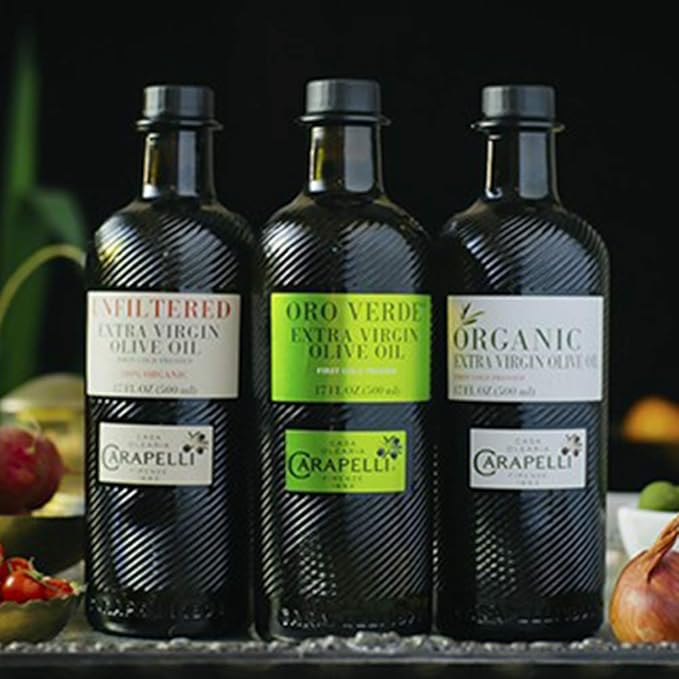 Carapelli - Organic Extra Virgin Olive Oil: Cold-Pressed Organic EVOO – 33.8 Fluid Ounces (1 Liter)