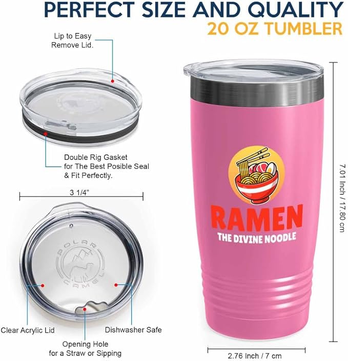 Ramen Lover Pink Edition Viking Tumbler 20oz - The divine noodle - Food Lovers chicken pumpkin vegan pantry spicy noodles