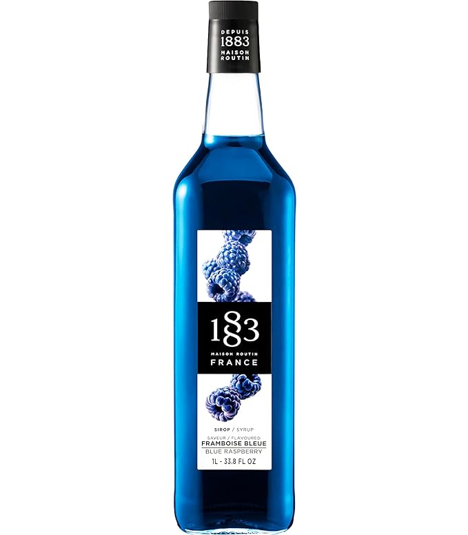 1883 Blue Raspberry Syrup for Drinks Made in France 1 Liter Glass Bottle