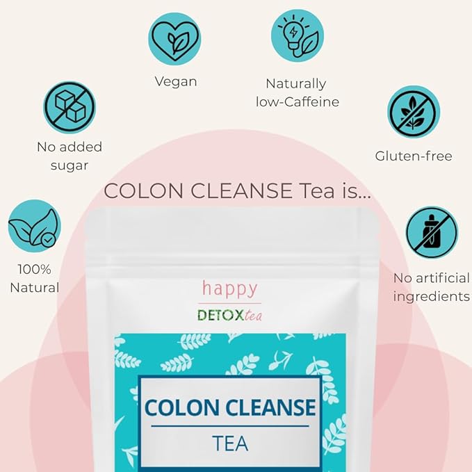 Happy Detox Tea - Colon Cleanse - Digestion &amp Bloated Belly Relief – Laxative Tea – Senna Tea - 84-Day Supply - 42 Tea Bags