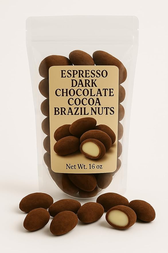 Espresso Dark Chocolate Cocoa Brazil Nuts 16 oz Bag