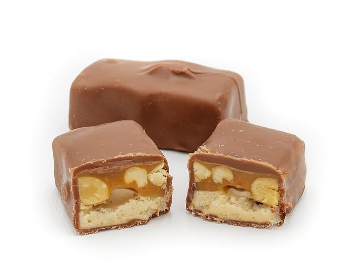 FUN SIZE Chocolate Candy Bars 2 lb – Anti Melt Pack Individually Wrapped (52 Pieces) Bulk Snack-Size Format Crunchy Peanuts &amp Smooth Caramel
