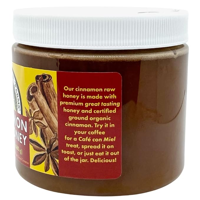 12 Ct Case of 1.5 pound (24oz) Cinnamon Raw Honey - Untreated Unprocessed Creamy Raw Honey w/Certified Organic Cinnamon - Sleeping Bear Farms