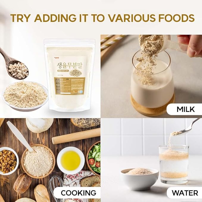 Korean Job's Tears Powder – 100% Roasted or Raw Yulmu from Korea Finely Ground No Additives Plant-Based Ingredient for Smoothies Porridge and Cooking 생율무가루 (10.6 oz (300g) Raw Job's Tears)