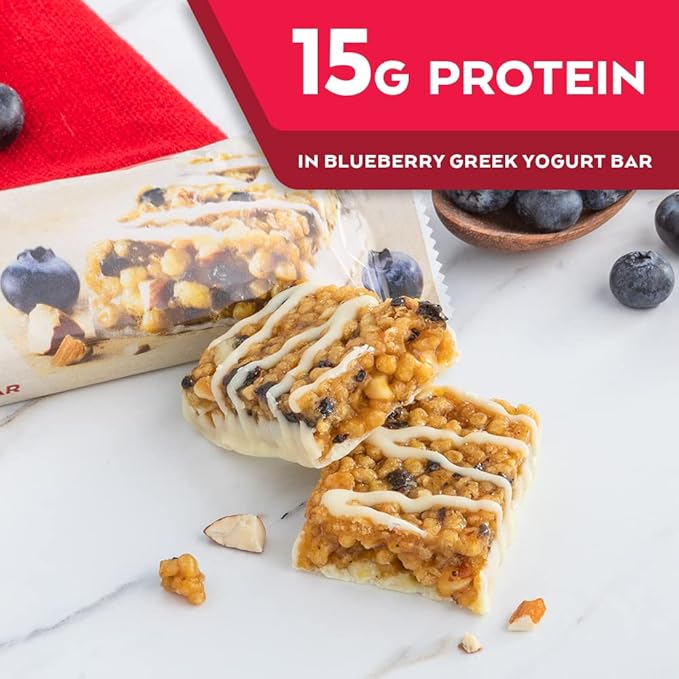Atkins Blueberry Greek Yogurt Protein Meal Bar High Fiber 15g Protein 3g Sugar 5g Net Carbs Meal Replacement Keto Friendly 5 Count